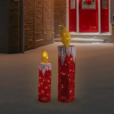 Northlight LED Lighted Candles Outdoor Christmas Decorations - 22.75" - Red - Set Of 2 3 Northlight LED Lighted Candles Outdoor Christmas Decorations - 22.75" - Red - Set Of 2