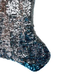 Northlight 22.75" Sky Blue And Silver Reversible Sequined Christmas Stocking With Faux Fur Cuff -Festival GUEST f3a54f64 0f67 4a12 811c d3fa9ee5e0a9