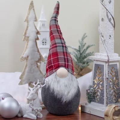 Northlight Plaid Bendable Hat Gnome Sitting Christmas Decoration - 25" - Red And Gray 3 Northlight Plaid Bendable Hat Gnome Sitting Christmas Decoration - 25" - Red And Gray