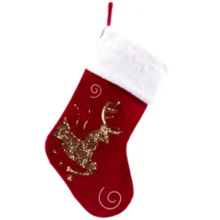 Northlight Reindeer And Snowflake Sequin Christmas Stockings - 20" - Red And White - Set Of 2 -Festival GUEST fc46eda2 ec18 4f20 b91f 107942270bbb