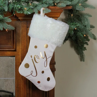 Northlight 19" Ivory White And Gold "Joy" Christmas Stocking With White Faux Fur Cuff 3 Northlight 19" Ivory White And Gold "Joy" Christmas Stocking With White Faux Fur Cuff