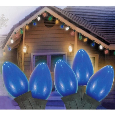 Northlight Opaque C7 Christmas String Lights - Blue - 24' Green Wire - 25ct 4 Northlight Opaque C7 Christmas String Lights - Blue - 24' Green Wire - 25ct - Image 2