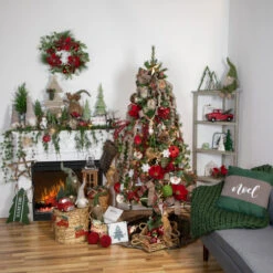 Northlight 6' X 3" Christmas Trees And Beads Wooden Garland -Festival cottage20core 120cropped 88596.1669970844