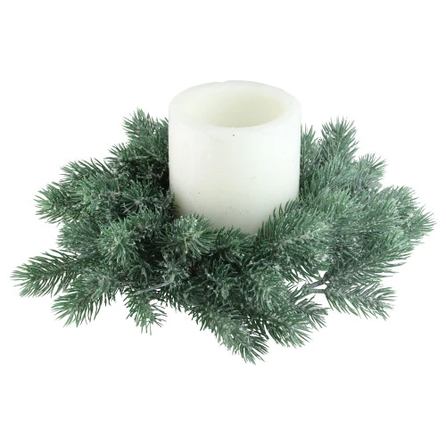 Northlight Traditional Frosted Green Pine Decorative Christmas Wreath - 12" - Unlit 4 Northlight Traditional Frosted Green Pine Decorative Christmas Wreath - 12" - Unlit - Image 2