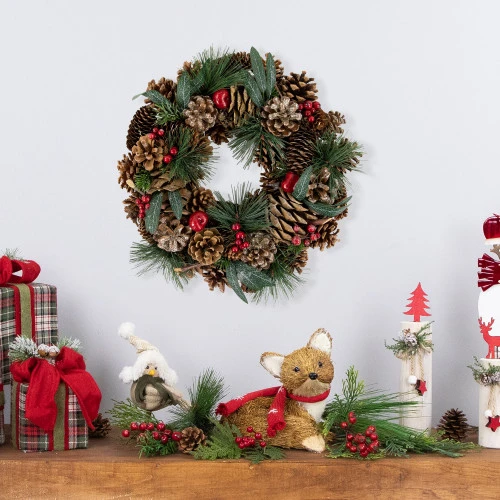 Northlight Green Mixed Foliage And Apple Artificial Christmas Wreath, 13.75-Inch, Unlit 4 Northlight Green Mixed Foliage And Apple Artificial Christmas Wreath, 13.75-Inch, Unlit - Image 2