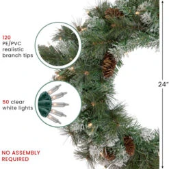 Northlight Real Touch™? Pre-Lit Snow Valley Pine Artificial Christmas Wreath - 24" - Clear Lights -Festival northlight sm93360 thumbnail dec28 2023 90355.1704379575