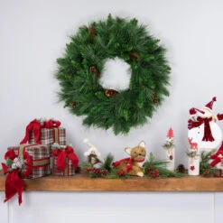Northlight White Valley Pine With Pine Cones Artificial Christmas Wreath - 24" - Unlit -Festival northlight v15932 styled 02 48234.1707418290