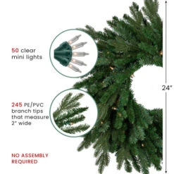 Northlight Real Touch™ Pre-Lit Grande Spruce Artificial Christmas Wreath - 24" - Clear Lights -Festival northlight v94173 thumbnail nov9 2023 66987.1700154050