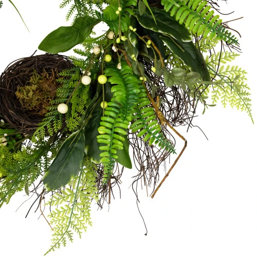 Northlight Green And Brown Foliage Artificial Spring Wreath With Nest - 24" - Unlit 6 Northlight Green And Brown Foliage Artificial Spring Wreath With Nest - 24" - Unlit - Image 4