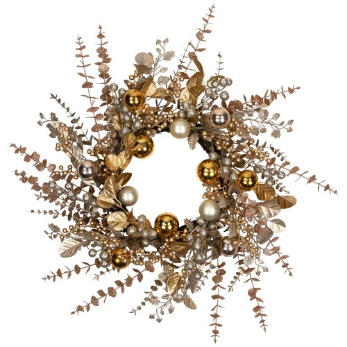 Northlight Ornaments, Holly And Berries Artificial Christmas Wreath - 30" - Gold And Copper Tone 3 Northlight Ornaments, Holly And Berries Artificial Christmas Wreath - 30" - Gold And Copper Tone