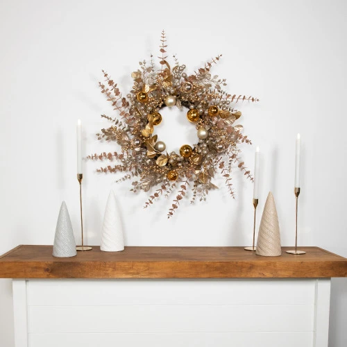 Northlight Ornaments, Holly And Berries Artificial Christmas Wreath - 30" - Gold And Copper Tone 4 Northlight Ornaments, Holly And Berries Artificial Christmas Wreath - 30" - Gold And Copper Tone - Image 2