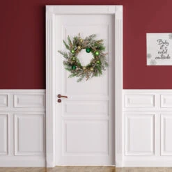 Northlight Ornaments And Berries Glittered Artificial Christmas Wreath - 24" - Unlit -Festival northlight yk95980 styled door 71959.1722387413