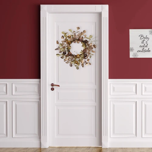 Northlight Ball Ornament Glittered Artificial Christmas Wreath - 24" - Gold And Copper Tone 5 Northlight Ball Ornament Glittered Artificial Christmas Wreath - 24" - Gold And Copper Tone - Image 3