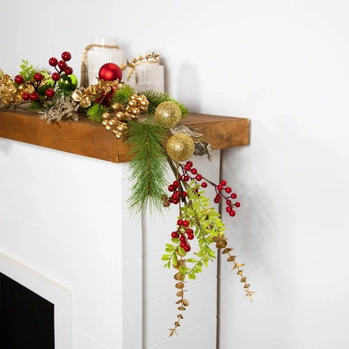 Northlight Ball Ornaments Glittered Artificial Christmas Garland - 5' X 10" - Unlit 5 Northlight Ball Ornaments Glittered Artificial Christmas Garland - 5' X 10" - Unlit - Image 3