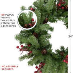 Northlight Real Touch™? Noble Fir With Berries Artificial Christmas Wreath - Unlit - 24" -Festival northlight z85364 thumbnails jan 05 2023 06364.1704478011