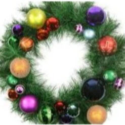 Northlight Ornaments And Pine Needle Artificial Christmas Wreath - 24" - Multicolor - Unlit -Festival northlight20s84890 03 29942.1665610739
