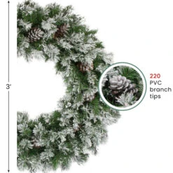 Northlight Snowy Flocked Angel Pine With Pine Cones Artificial Christmas Wreath - 36" - Unlit -Festival northlight20v03982 info 65879.1692025708