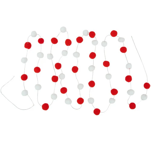 Northlight 9' Red And White Plush Snowball Christmas Garland 3 Northlight 9' Red And White Plush Snowball Christmas Garland