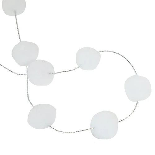 Northlight 9' White Plush Snowball Christmas Garland 6 Northlight 9' White Plush Snowball Christmas Garland - Image 4