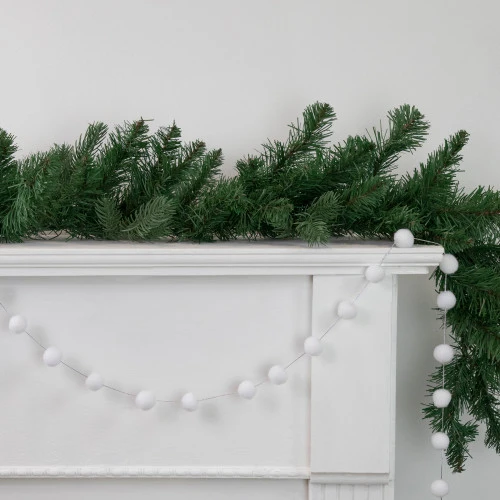 Northlight 9' White Plush Snowball Christmas Garland 4 Northlight 9' White Plush Snowball Christmas Garland - Image 2
