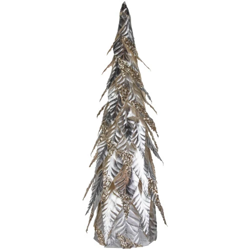 Northlight Sequined Layered Leaves Christmas Cone Tree - 26" - Platinum And Champagne Finish 3 Northlight Sequined Layered Leaves Christmas Cone Tree - 26" - Platinum And Champagne Finish