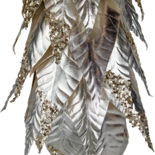 Northlight Sequined Layered Leaves Christmas Cone Tree - 26" - Platinum And Champagne Finish 7 Northlight Sequined Layered Leaves Christmas Cone Tree - 26" - Platinum And Champagne Finish - Image 5