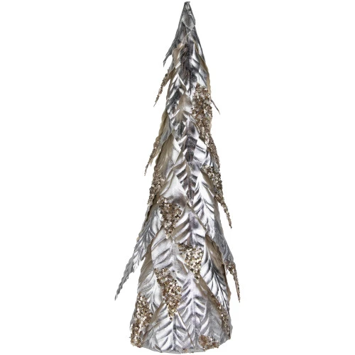 Northlight Sequined Layered Leaves Christmas Cone Tree - 20" - Platinum And Champagne Finish 3 Northlight Sequined Layered Leaves Christmas Cone Tree - 20" - Platinum And Champagne Finish