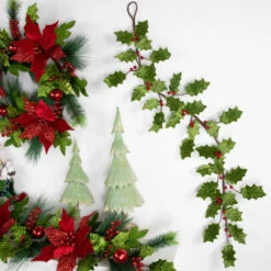 Northlight Glittered Holly With Berry Christmas Garland - 3.5' X 9" - Unlit -Festival northlight df94862 styled 28810.1693409627