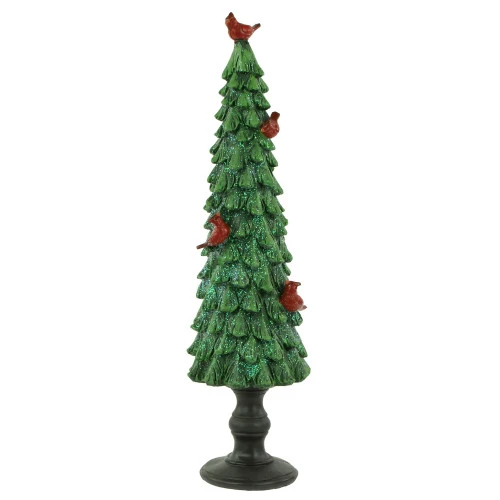 Northlight Glittered Christmas Tree With Red Cardinals Decoration - 14.5" - Green And Red 8 Northlight Glittered Christmas Tree With Red Cardinals Decoration - 14.5" - Green And Red - Image 6