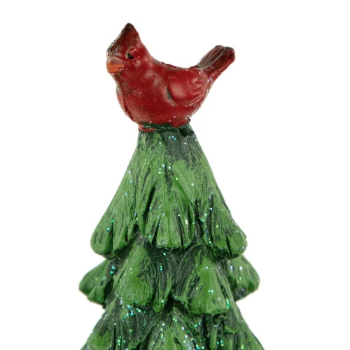 Northlight Glittered Christmas Tree With Red Cardinals Decoration - 14.5" - Green And Red 5 Northlight Glittered Christmas Tree With Red Cardinals Decoration - 14.5" - Green And Red - Image 3