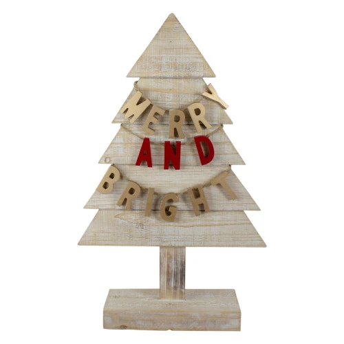 Northlight Wooden Tree "Merry And Bright" Christmas Decoration - 23" - Gold And Red 3 Northlight Wooden Tree "Merry And Bright" Christmas Decoration - 23" - Gold And Red