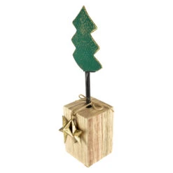 Northlight Metal Tree With Stars And Chunky Wooden Base Christmas Decoration - 16.75" - Green -Festival northlight fh93186 3updated 44248.1647652767