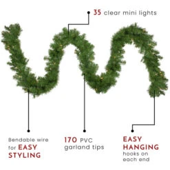 Northlight Pre-Lit Windsor Pine Artificial Christmas Garland - 9' X 10" - Clear Lights -Festival northlight gb20ygc810 gr thumbnail 69519.1664379672