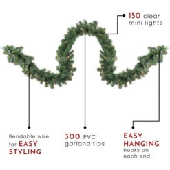 Northlight Pre-Lit Deluxe Windsor Green Pine Christmas Garland - 9' X 18" - Clear Lights -Festival northlight gb20ygw818 gr thumbnail 29696.1665611631
