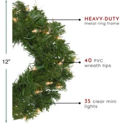 Northlight Pre-Lit Deluxe Windsor Pine Artificial Christmas Wreath - 12-Inch, Clear Lights -Festival northlight gb20yww812 gr thumbnail 68102.1665591524