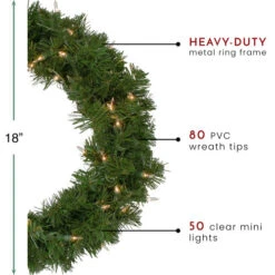 Northlight Deluxe Windsor Pine Artificial Christmas Wreath - 18" - Clear Lights -Festival northlight gb20yww818 gr thumbnail 92883.1603332193