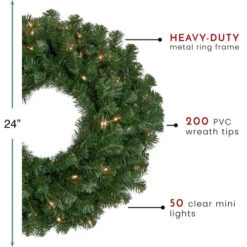 Northlight Pre-Lit Windsor Pine Artificial Christmas Wreath - 24" - Clear Lights -Festival northlight gb20yww824 gr thumbnail updated 44844.1659734323