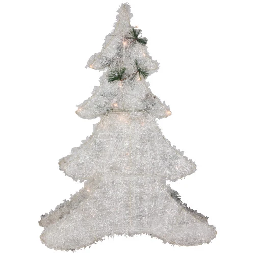 Northlight LED Lighted 2D Tinsel And Pine Christmas Tree Decoration - 27.5" 8 Northlight LED Lighted 2D Tinsel And Pine Christmas Tree Decoration - 27.5" - Image 6
