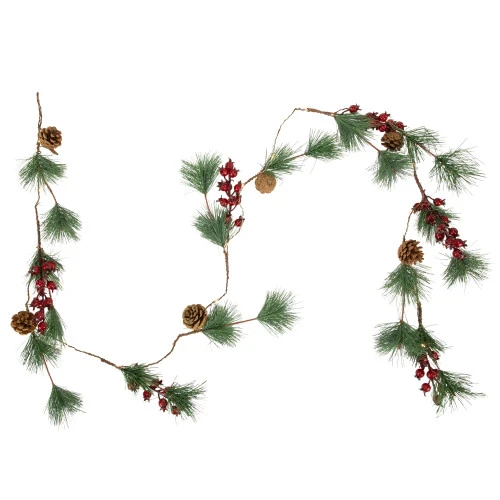Northlight Pre-Lit Battery Operated Pine And Berry Christmas Garland - 6.5' - Warm White LED Lights 3 Northlight Pre-Lit Battery Operated Pine And Berry Christmas Garland - 6.5' - Warm White LED Lights