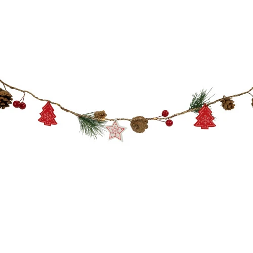 Northlight Pre-Lit B/O Tree, Star, And Pinecone Christmas Garland - 6.5' - Warm White 7 Northlight Pre-Lit B/O Tree, Star, And Pinecone Christmas Garland - 6.5' - Warm White - Image 5
