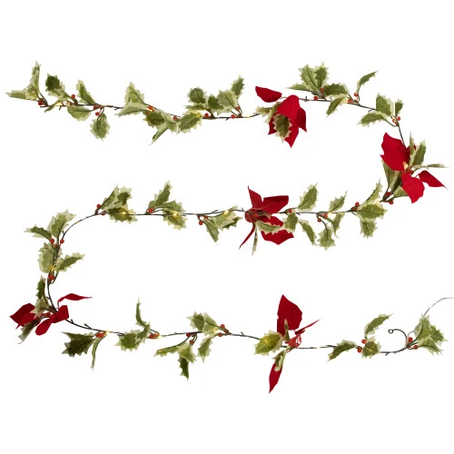 Northlight Pre-Lit Battery Operated Holly And Berry Christmas Garland - 7.5' X 5" - Warm White Lights 3 Northlight Pre-Lit Battery Operated Holly And Berry Christmas Garland - 7.5' X 5" - Warm White Lights