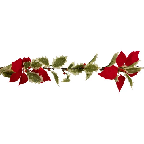 Northlight Pre-Lit Battery Operated Holly And Berry Christmas Garland - 7.5' X 5" - Warm White Lights 6 Northlight Pre-Lit Battery Operated Holly And Berry Christmas Garland - 7.5' X 5" - Warm White Lights - Image 4