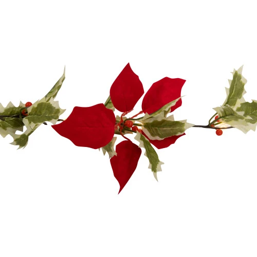 Northlight Pre-Lit Battery Operated Holly And Berry Christmas Garland - 7.5' X 5" - Warm White Lights 7 Northlight Pre-Lit Battery Operated Holly And Berry Christmas Garland - 7.5' X 5" - Warm White Lights - Image 5