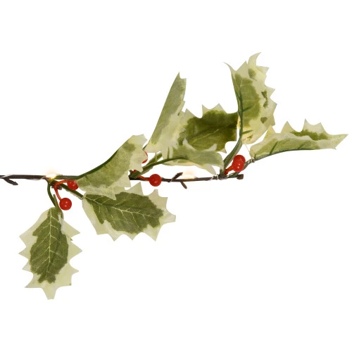 Northlight Pre-Lit Battery Operated Holly And Berry Christmas Garland - 7.5' X 5" - Warm White Lights 8 Northlight Pre-Lit Battery Operated Holly And Berry Christmas Garland - 7.5' X 5" - Warm White Lights - Image 6