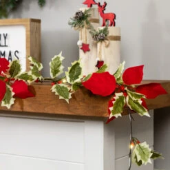 Northlight Pre-Lit Battery Operated Holly And Berry Christmas Garland - 7.5' X 5" - Warm White Lights 11 Northlight Pre-Lit Battery Operated Holly And Berry Christmas Garland - 7.5' X 5" - Warm White Lights -Festival northlight hc96446 styled 02 95503.1726279105