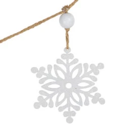 Northlight 4.75" Snowflake And Frosted Pine Christmas Garland With Wooden Beads - Unlit -Festival northlight hh87684 4 98133.1680953370