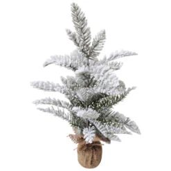 Northlight Heavily Flocked Pine In Burlap Base Christmas Tree - 17.75" - Unlit