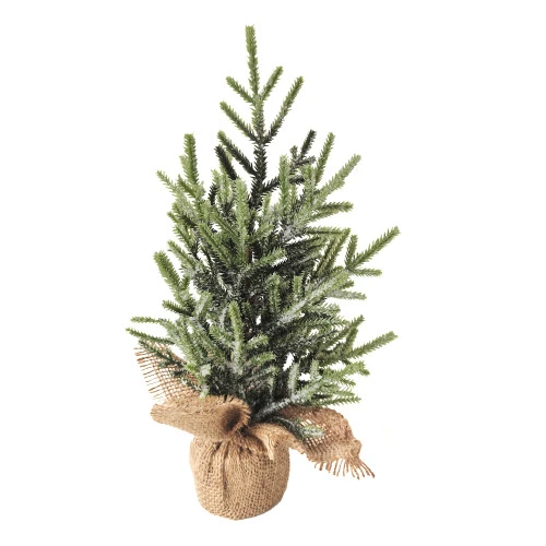 Northlight Frosted Pine Tree With Natural Jute Base Christmas Decoration - 13.25" 3 Northlight Frosted Pine Tree With Natural Jute Base Christmas Decoration - 13.25"