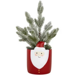 Northlight Mini Frosted Artificial Christmas Tree In Santa Pot - 14.75" - Unlit
