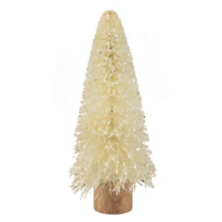 Northlight Glittered Sisal Christmas Tree With Wooden Base Decoration - 8.75" - Cream